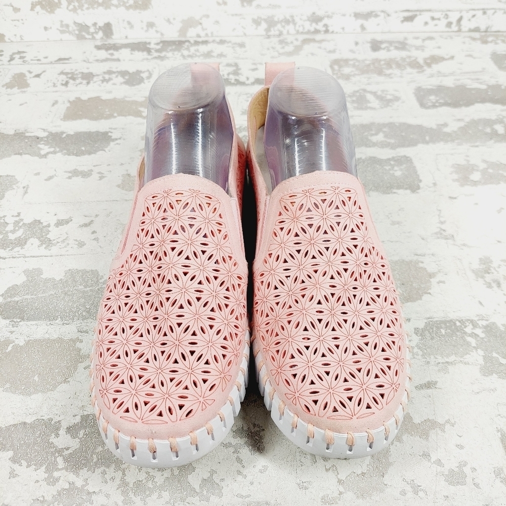 New Ilse Jacobsen Tulips ADOBE ROSE Leather Cut Out Flat Sneakers W436 - Picture 3 of 11